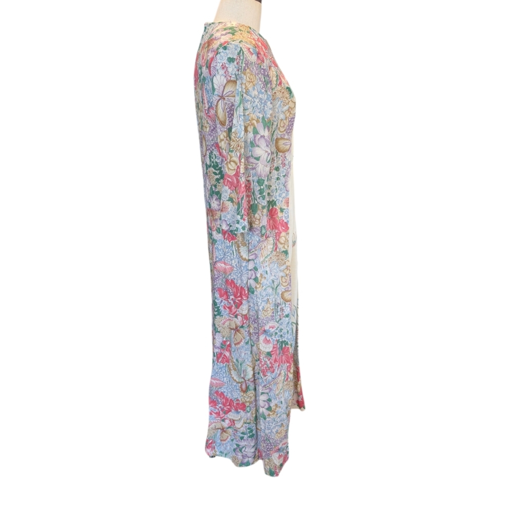 Loungewear By Tiffany 70s Empire Waist Prairie Butterfly Gardens. 11/12. Medium - Picture 15 of 16